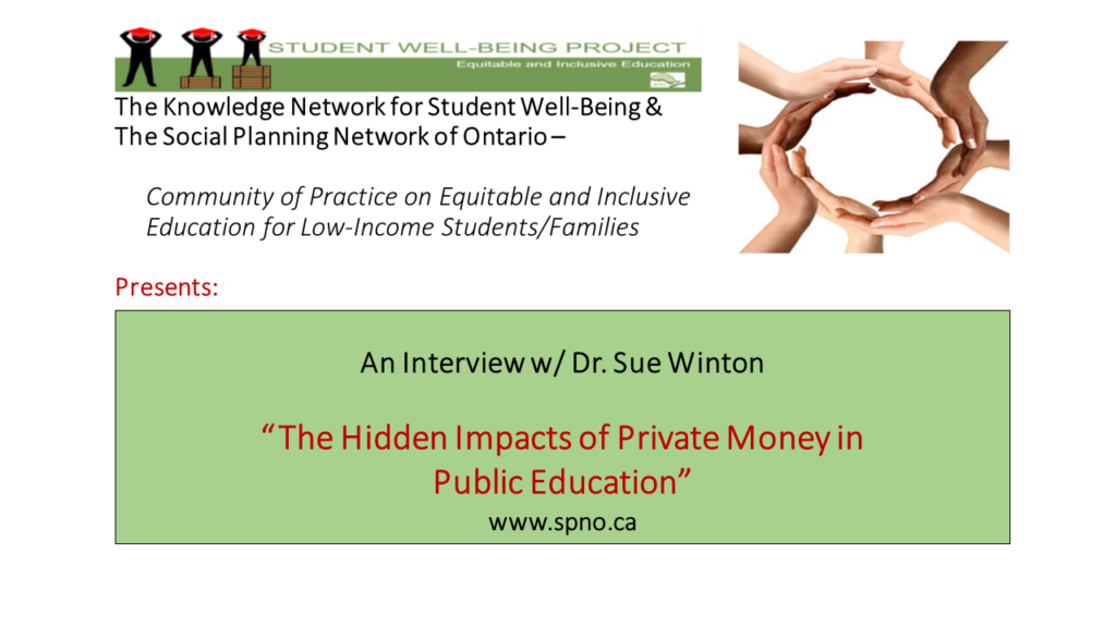 “The Hidden Impacts of Private Money in Public Education” Webinar Intro Slide
